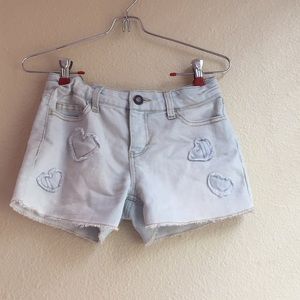 Denim Shorts with Heart Patches